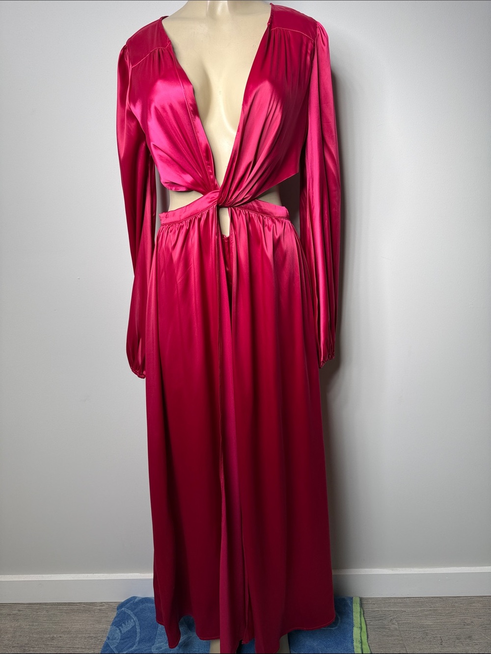 AKIRA Red/burgundy romper with open front Skirt